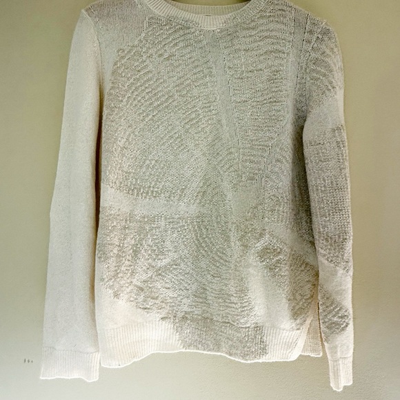 LAFAYETTE 148 NEW YORK Ivory Metallic Spiral Cashmere Crewneck Sweater - Picture 5 of 9